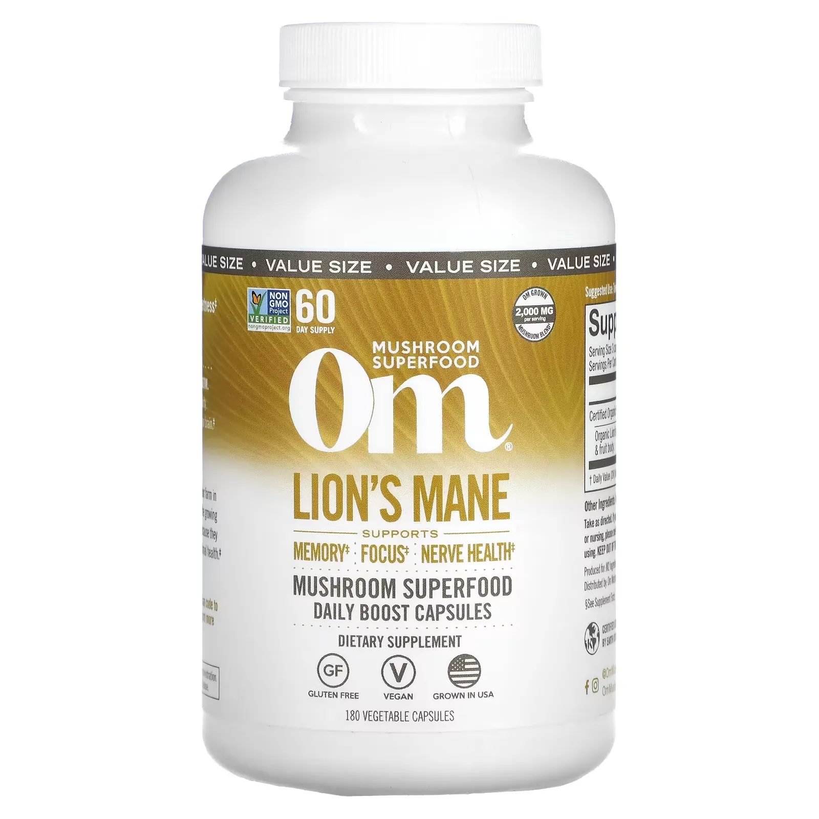 Lion's Mane Mushroom Superfood, 667 mg, 180 Vegetable Capsules