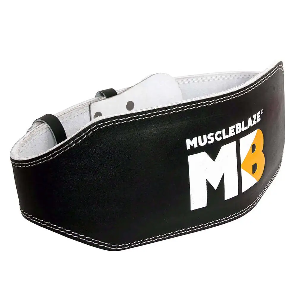 MuscleBlaze Weightlifting Leather Belt,  Black  6 Inch Large