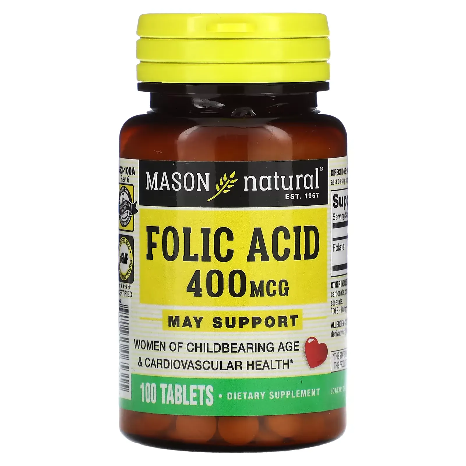 Folic Acid, 400 mcg, 100 Tablets