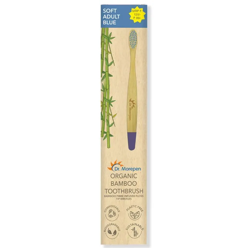 Dr. Morepen Organic Bamboo Toothbrush For Adults - Blue