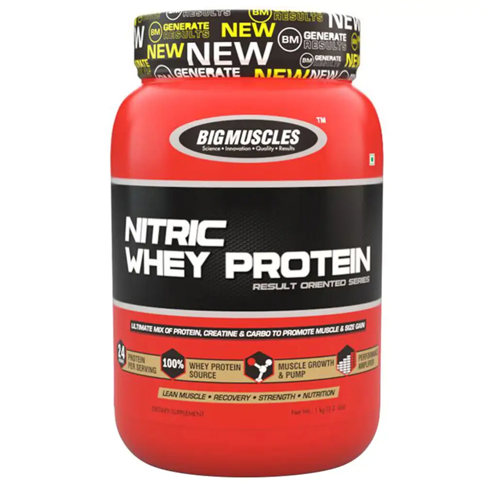 Big Muscles Nitric Whey Protein,  2 lb  Strawberry Banana Twirl