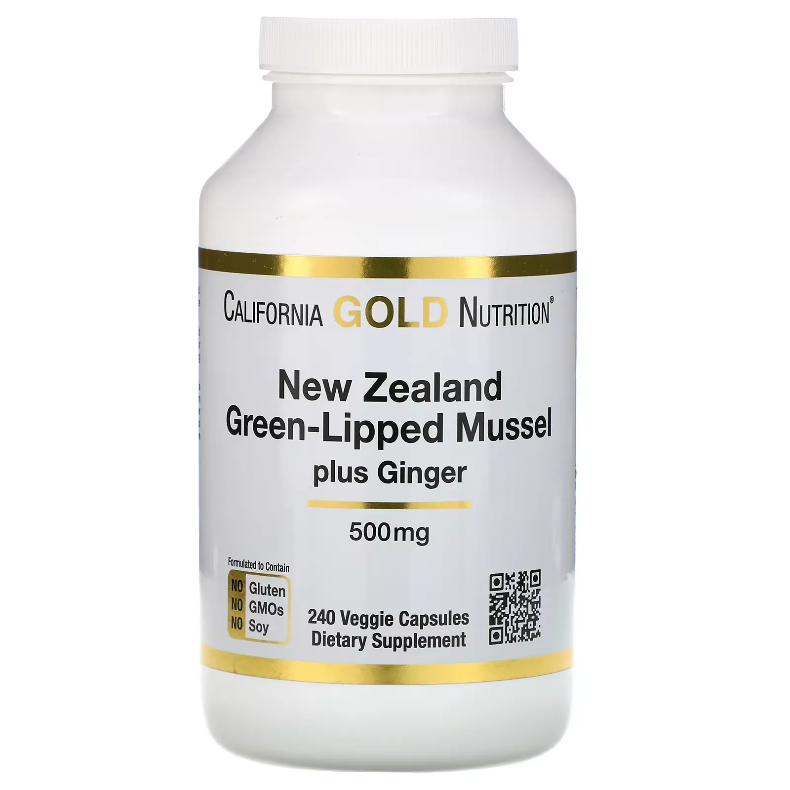 New Zealand Green-Lipped Mussel Plus Ginger, Joint Health Formula, 500 mg, 240 Veggie Capsules