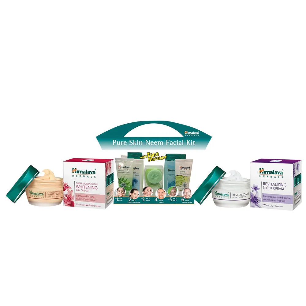 Himalaya Neem Facial Kit with Face Massager & Himalaya Day & Night Cream Combo