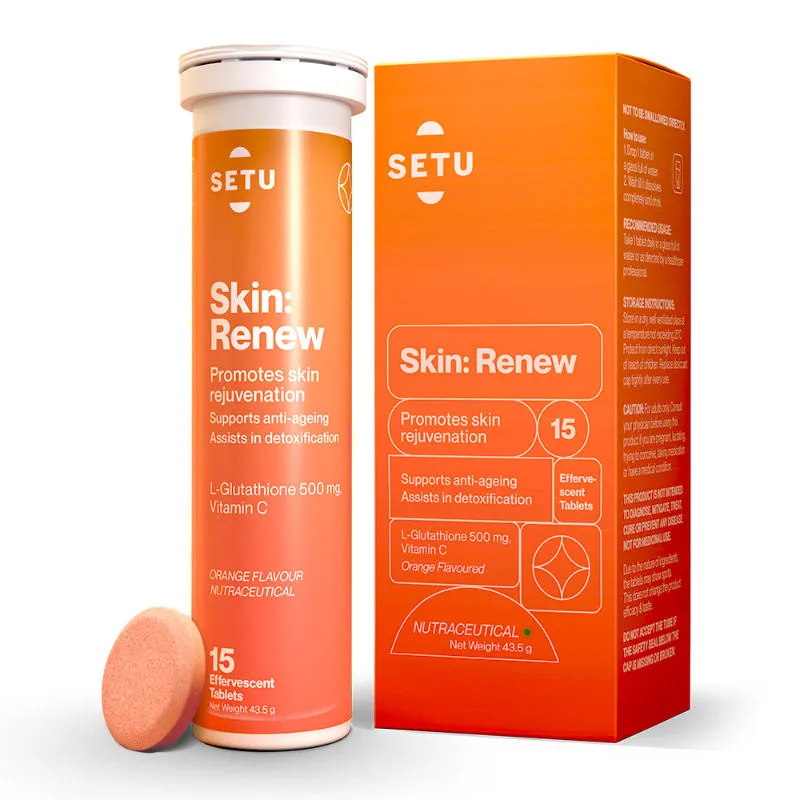 Setu Skin Renew Glutathione With Vitamin C For Clear, Glowing Skin - 15 Effervescent Tabs