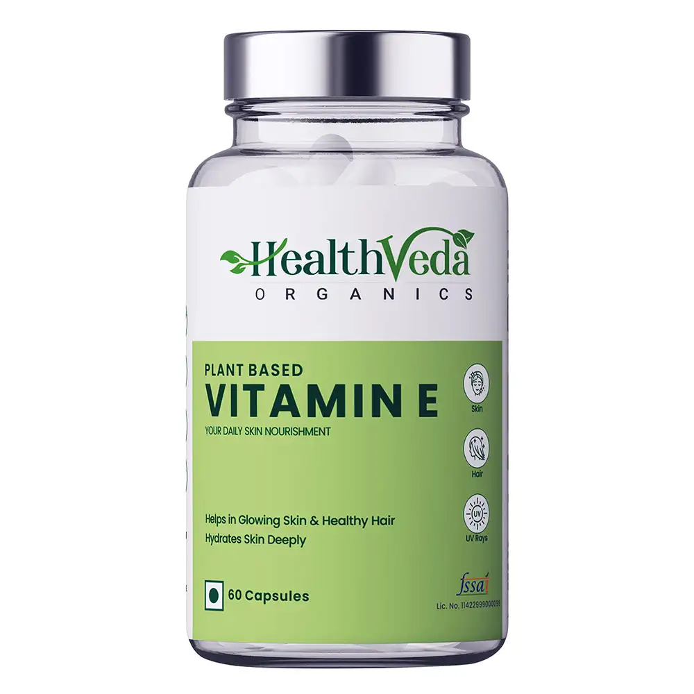 Health Veda Organics Plant Based Vitamin E,  60 capsules