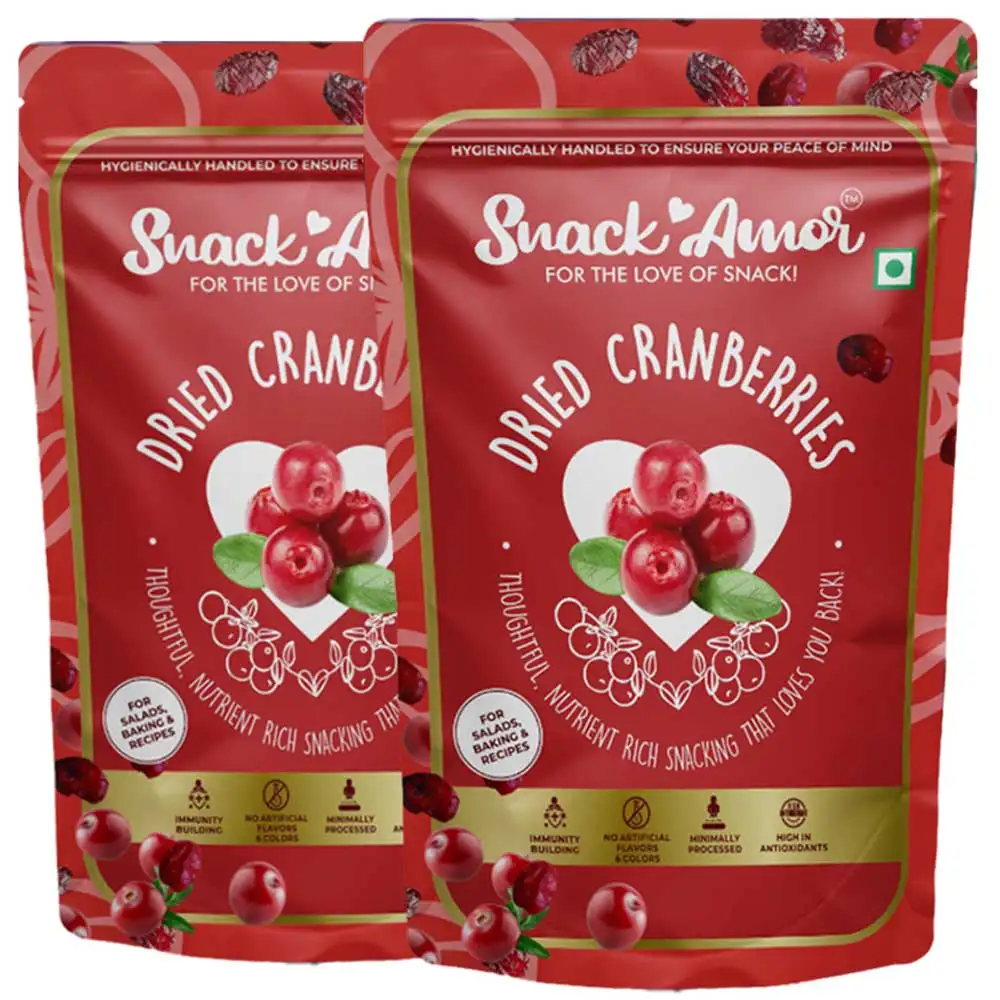 SnackAmor Dried Cranberries (Pack of 2),  200 g