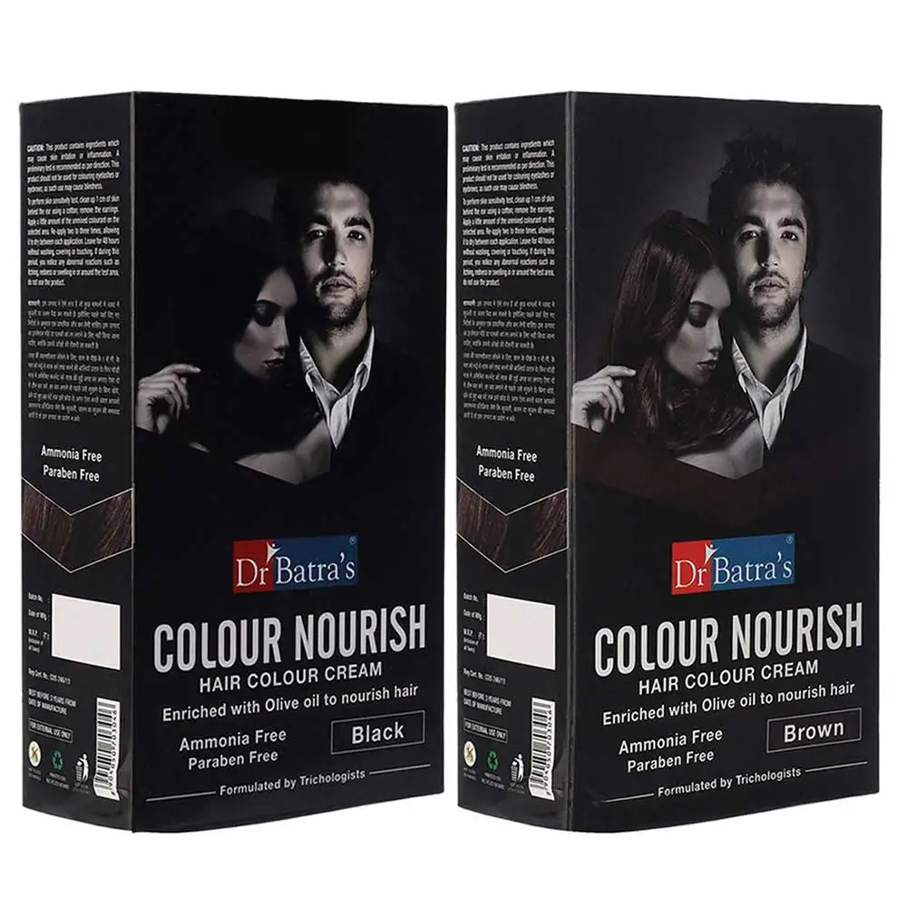 Dr Batra's Colour Nourish Hair Colour Cream - Black, Brown Combo,  2 Piece(s)/Pack  Ammonia Free