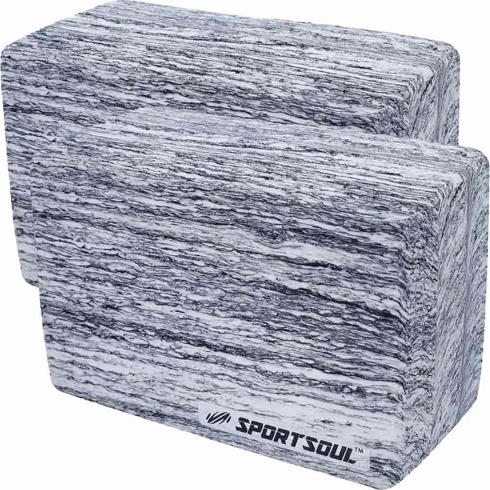 SportSoul Designer Yoga Block,  White & Black (Pack of 2)  22 x 15 x 7 cm