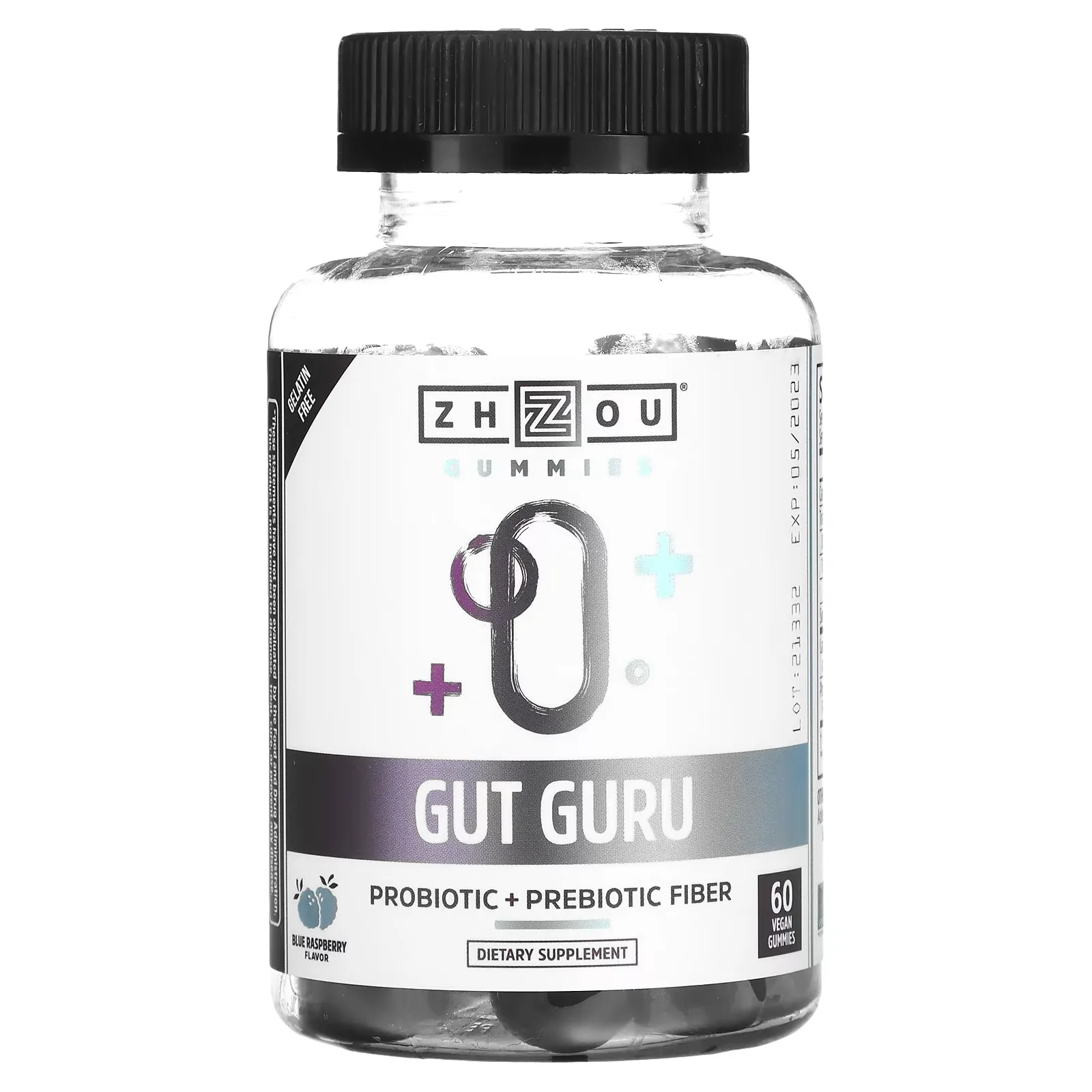 Gut Guru, Blue Raspberry, 60 Vegan Gummies