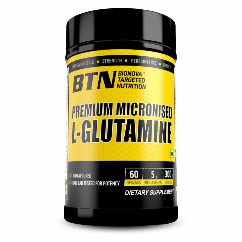 BTN Sports Premium Micronised L-Glutamine Powder for Protein Metabolism (Vegan, Unflavored)