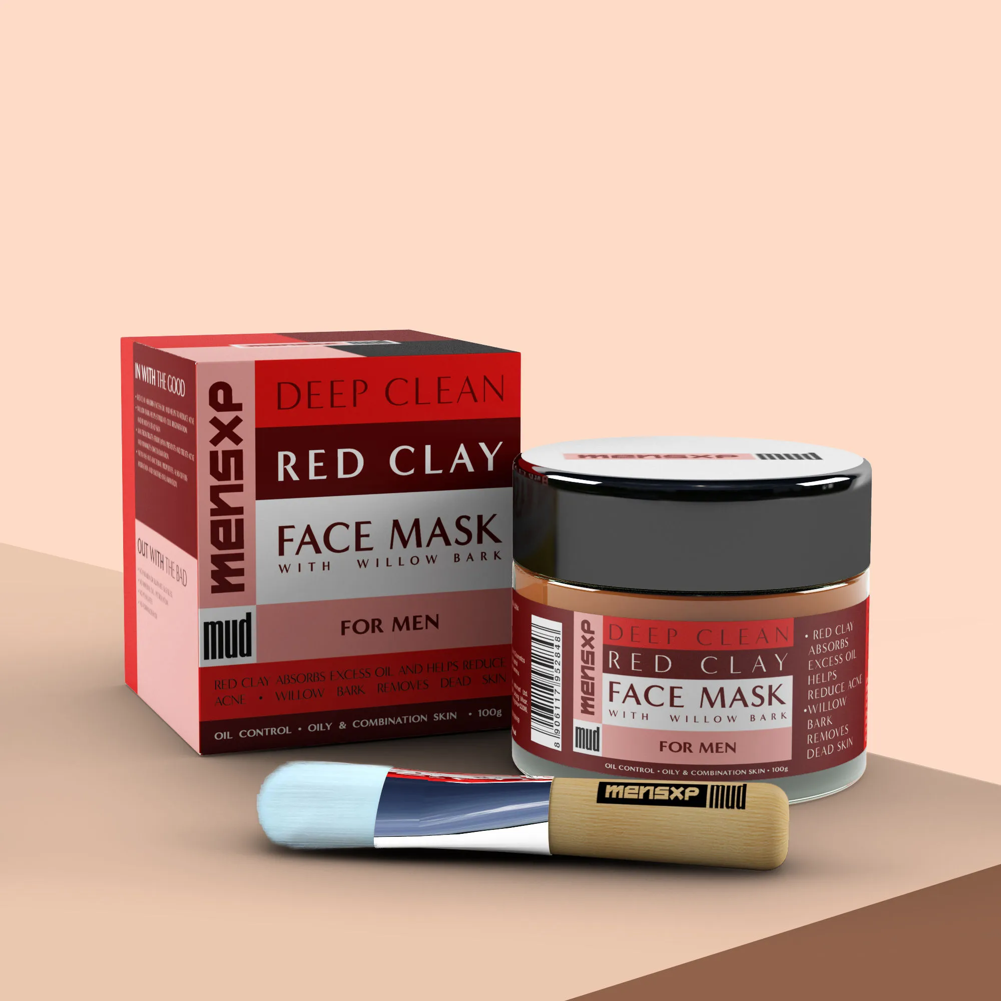 MensXP Mud Deep Clean Red Clay Face Mask with Willow Bark