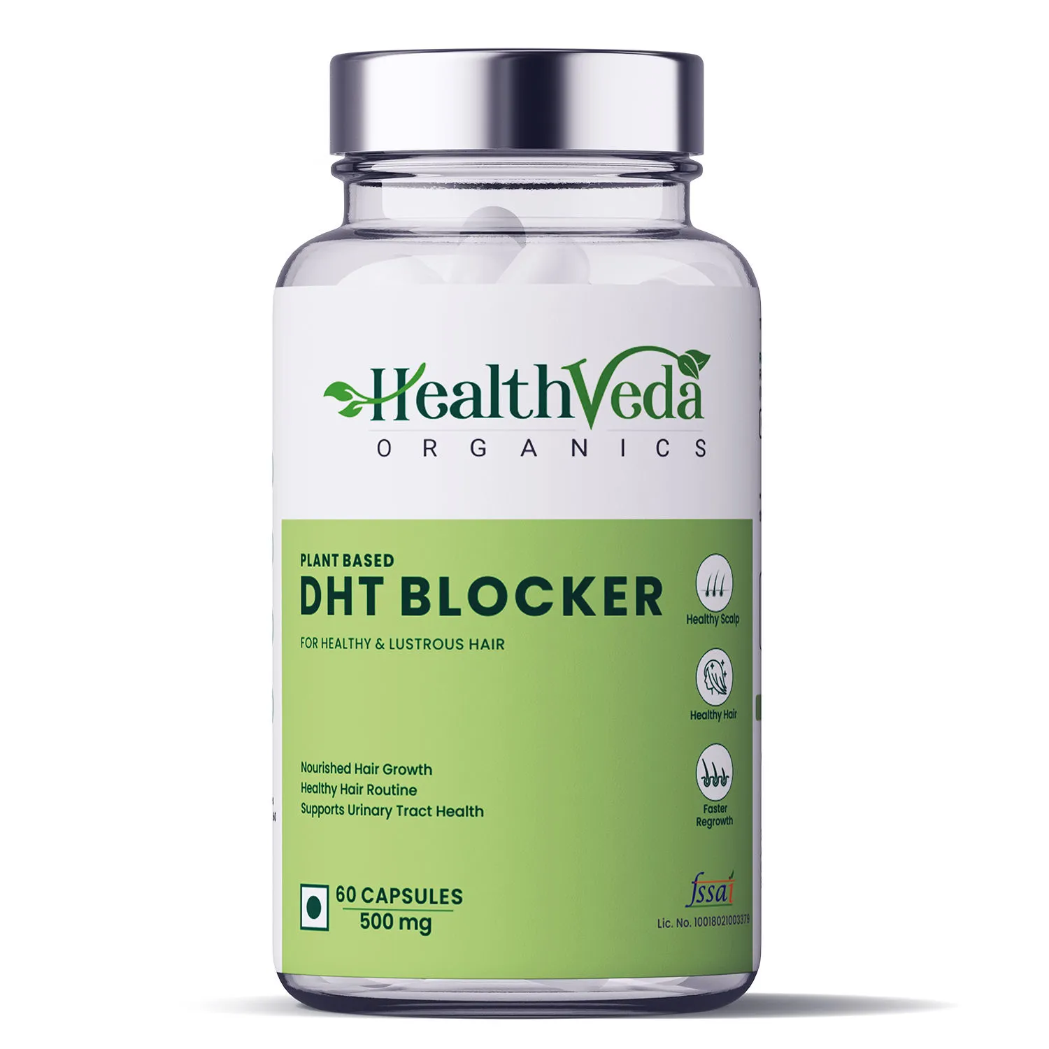 Health Veda Organics Plant Based DHT Blocker Capsules For Urinary Tract & Hair Health