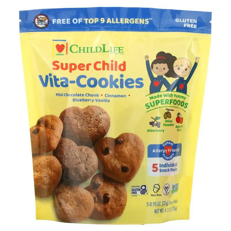 Super Child Vita-Cookies, Assorted, 5 Snack Packs, 0.95 oz (27 g) Each