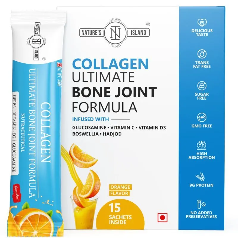 Nature's Island Collagen Bone Joint Formula For Stronger, Flexible Bones & Joints - Orange