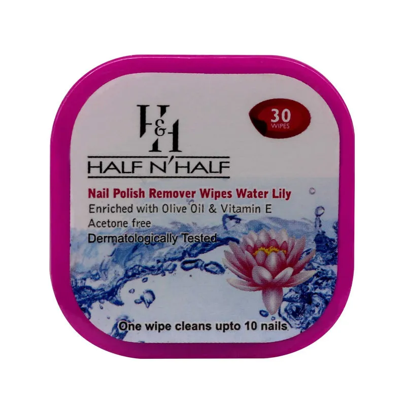 Half N Half Nail Polish Remover Wipes - Water Lily