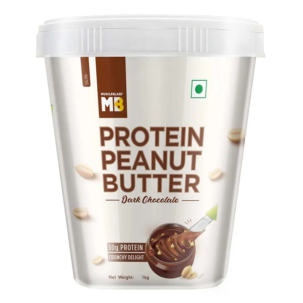 MuscleBlaze High Protein Peanut Butter,  1 kg  Dark Chocolate Crunchy