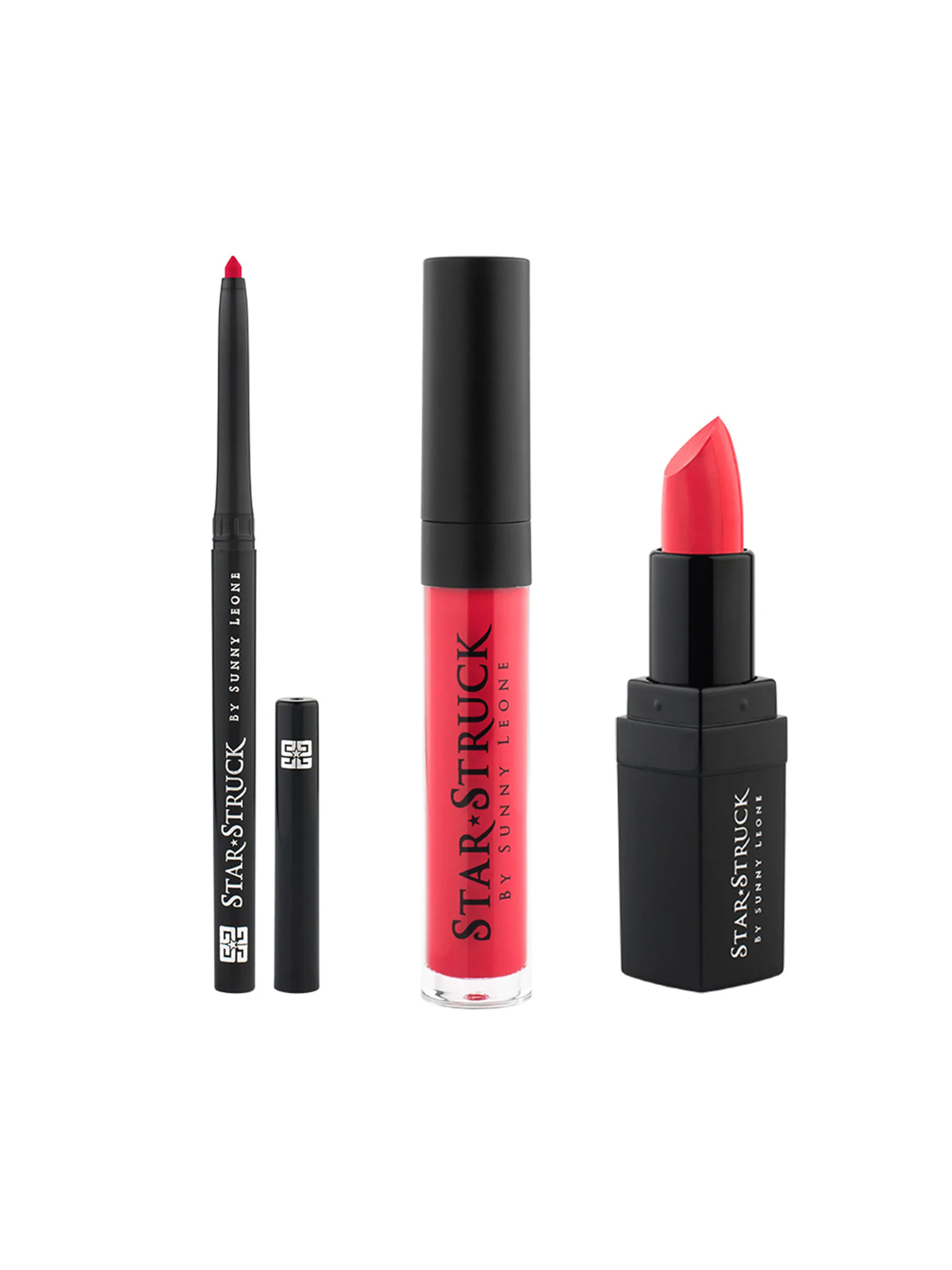 Star Struck Wild Cherry 3 Piece Lip Kit(Intense Matte Lip Color,Liquid Lip Color, Longwear Lip Liner)