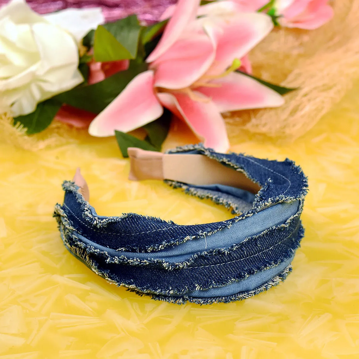 YoungWildFree Blue Classic Denim Stylish Hairband For Women