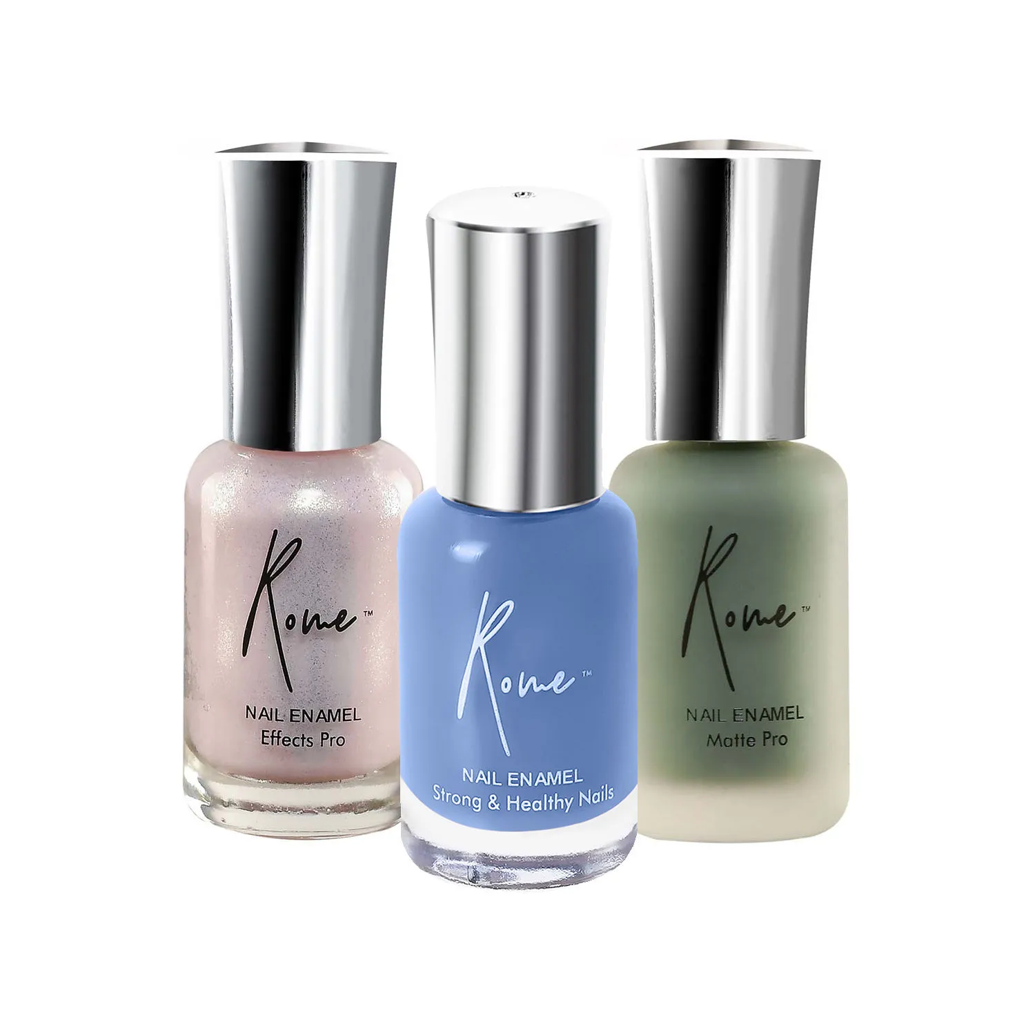 Rome Nail Enamel Set Of 3 (Steel Blue+ Rose Water+ Sage)