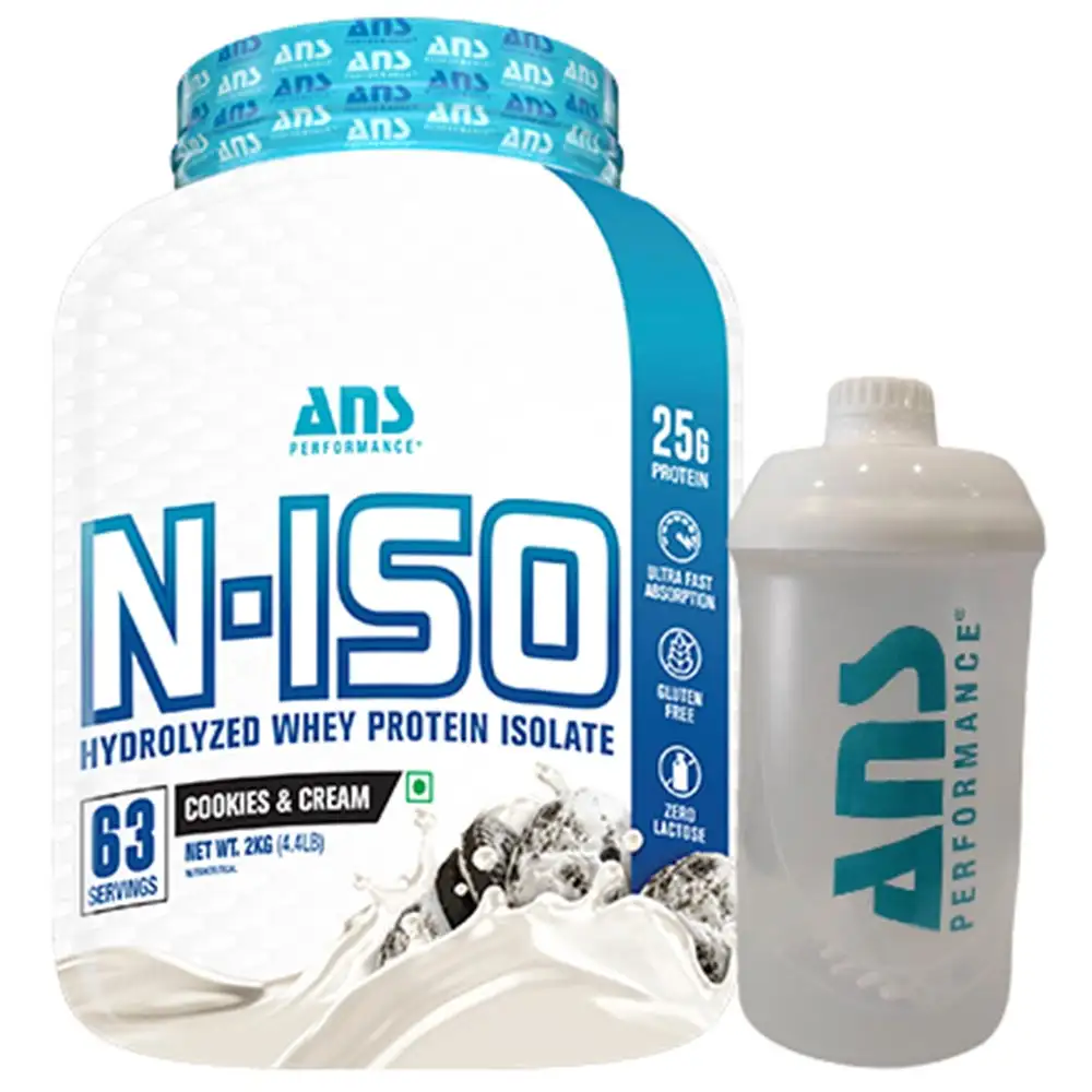 ANS Performance N ISO Hydrolysed Whey Protein Isolate,  4.4 lb  Cookies & Cream + Shaker