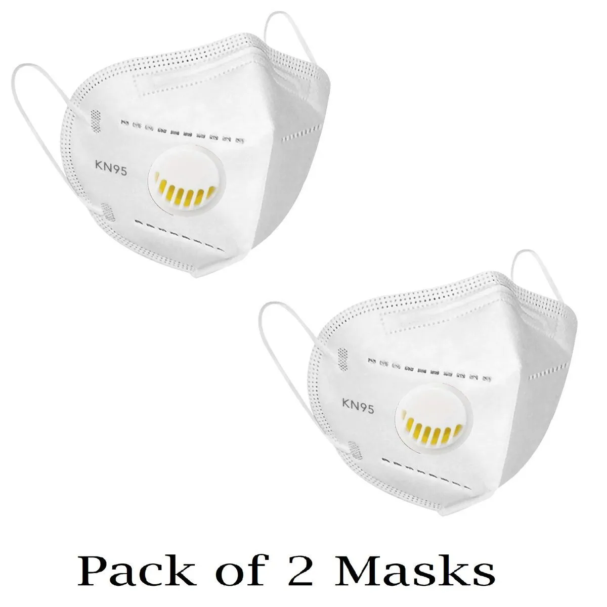 Fabula White KN95 Anti-Pollution Mask with Respirator Valve Pack of 2