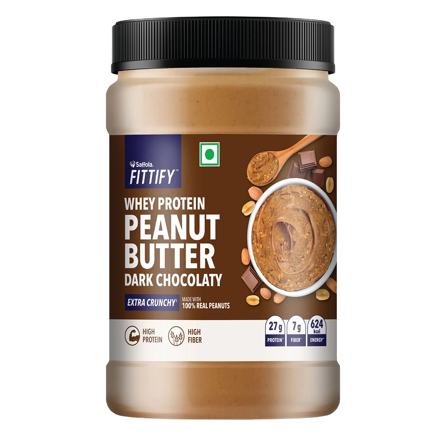 Saffola FITTIFY Whey Protein Peanut Butter Dark Chocolaty Extra Crunchy