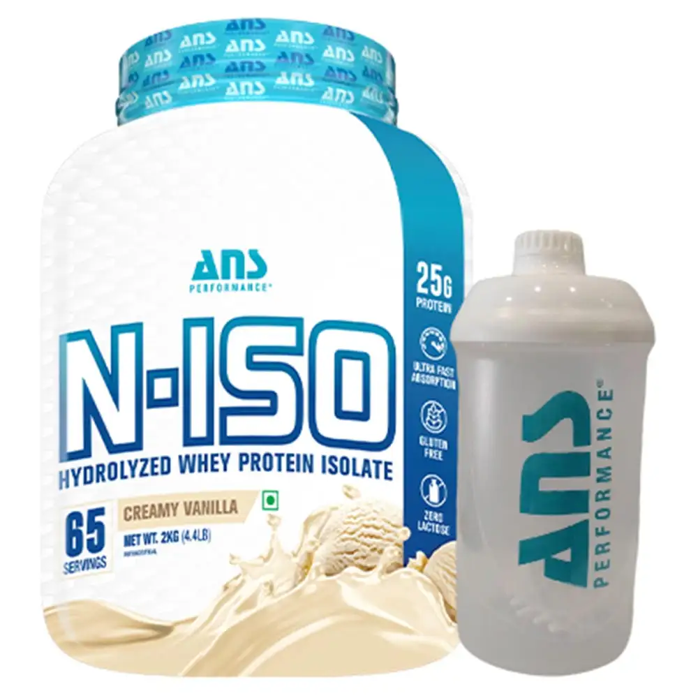 ANS Performance N ISO Hydrolysed Whey Protein Isolate,  4.4 lb  Creamy Vanilla + Shaker