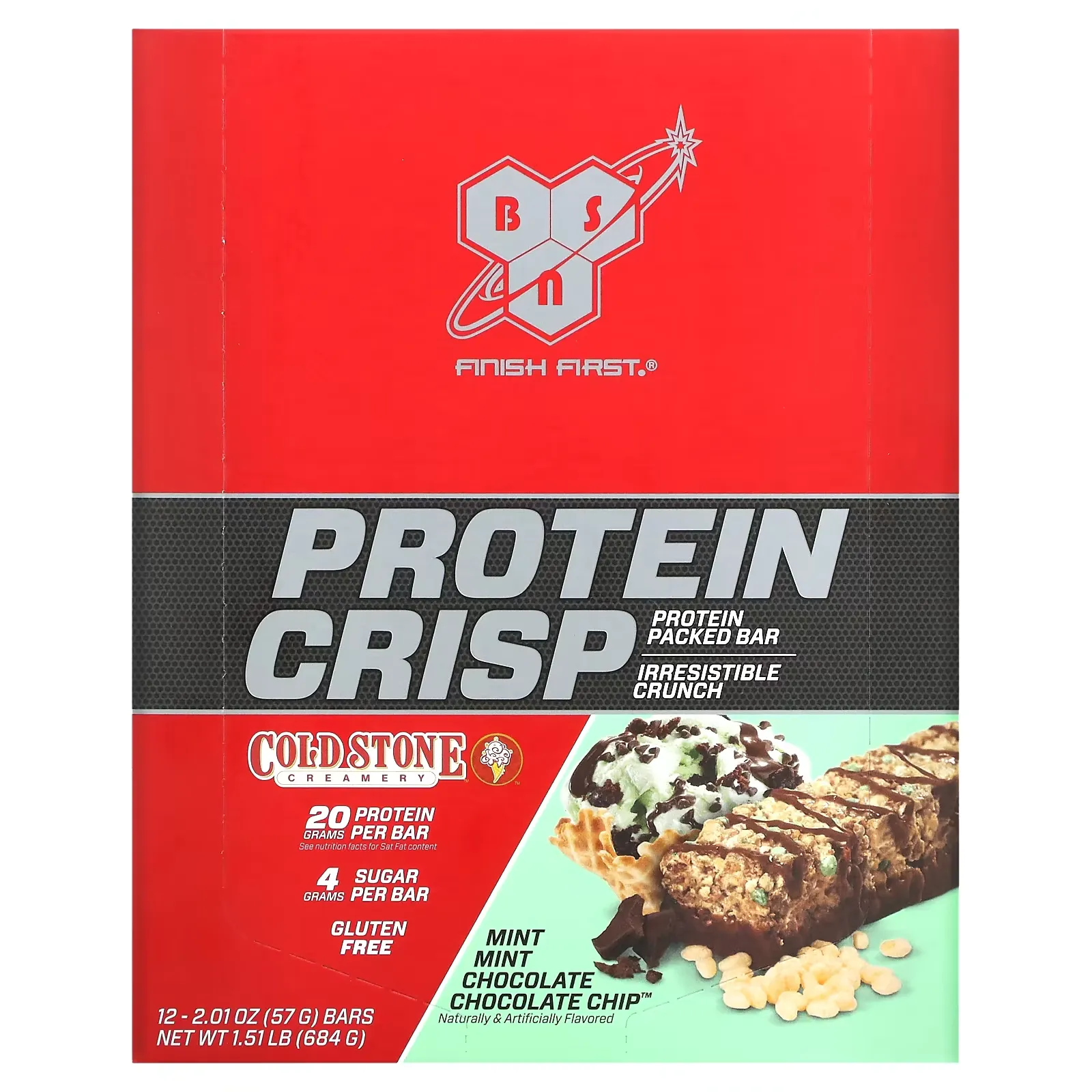 Protein Crisp, Mint Mint Chocolate Chocolate Chip, 12 Bars, 2.01 oz (57 g) Each