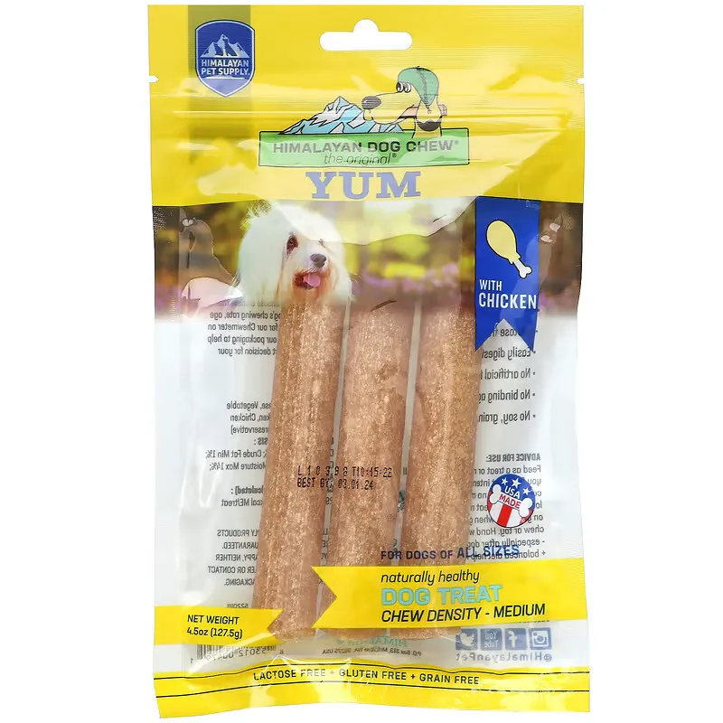 Himalayan Dog Chew, Yum, Medium, All Sizes, Chicken, 4.5 oz (127.5 g)