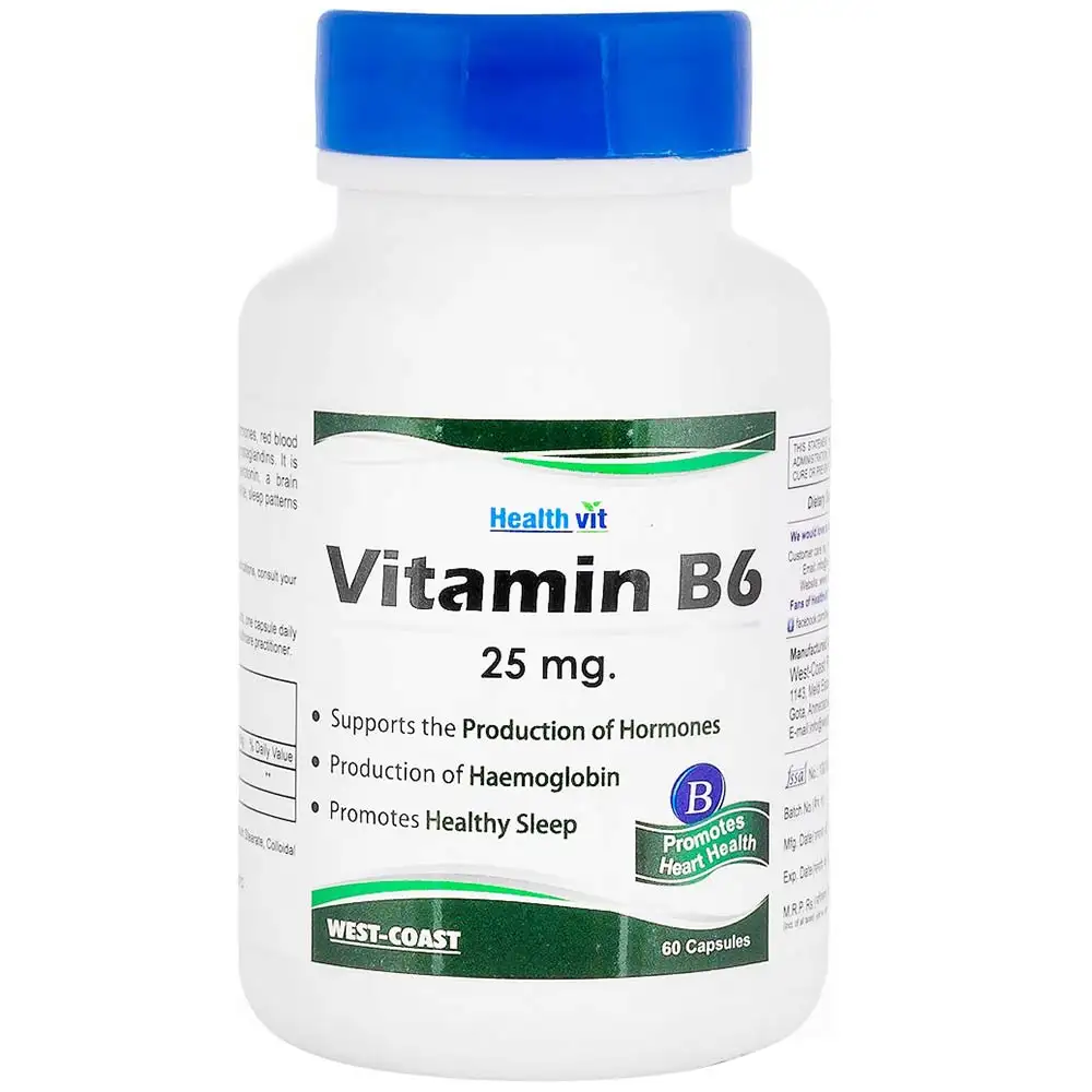 Healthvit Vitamin B6 (25 mg),  60 capsules  Unflavoured