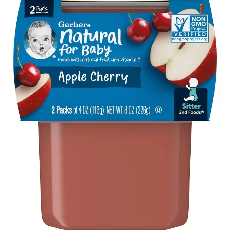 Natural for Baby, 2nd Foods, Apple Cherry, 2 Pack, 4 oz (113 g) Each