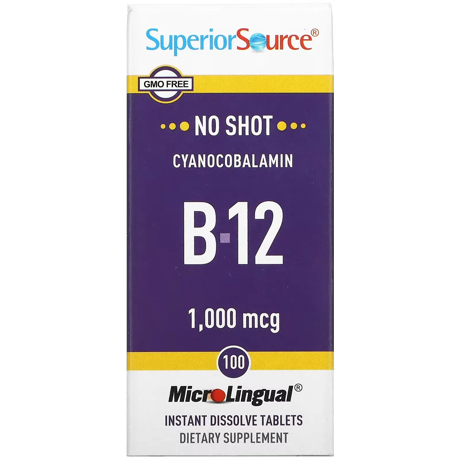 Cyanocobalamin B12, 1,000 mcg, 100 MicroLingual Instant Dissolve Tablets