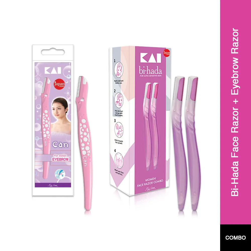 Kai Bi Hada Face Razor + Eyebrow Razor Combo For Women