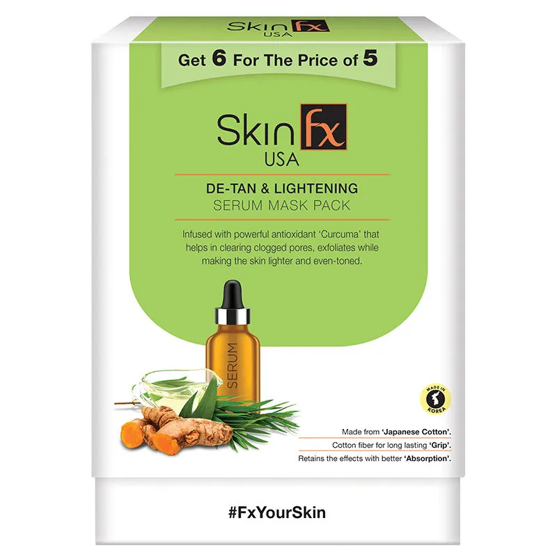 Skin Fx De-tan and Lightening Serum Mask Combo - Pack of 6