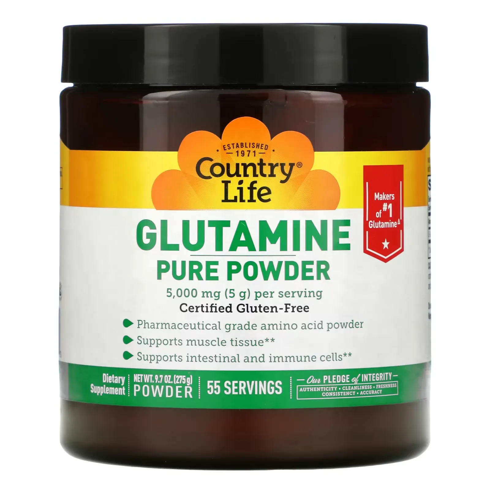 Glutamine Pure Powder, 5,000 mg, 9.7 oz (275 g)