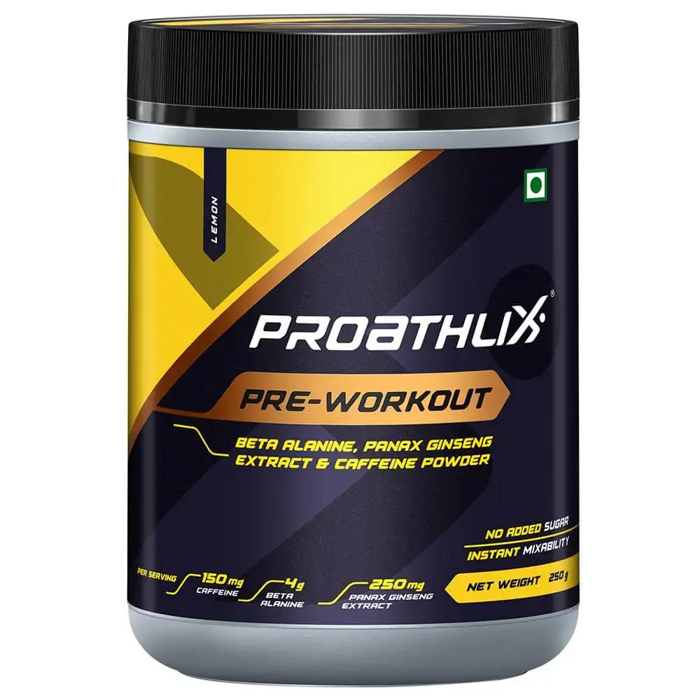 Proathlix Pre Workout with Beta Alanine Panax Ginseng Extract and Caffeine,  Lemon  0.55 lb