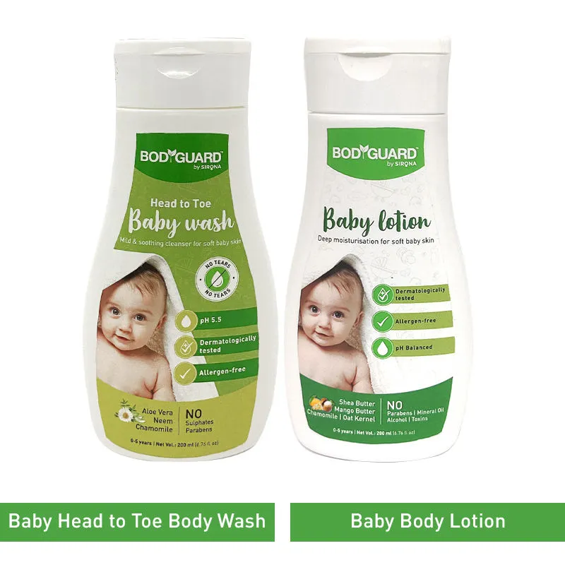 Bodyguard Baby Body Lotion With Baby Head To Toe Body Wash