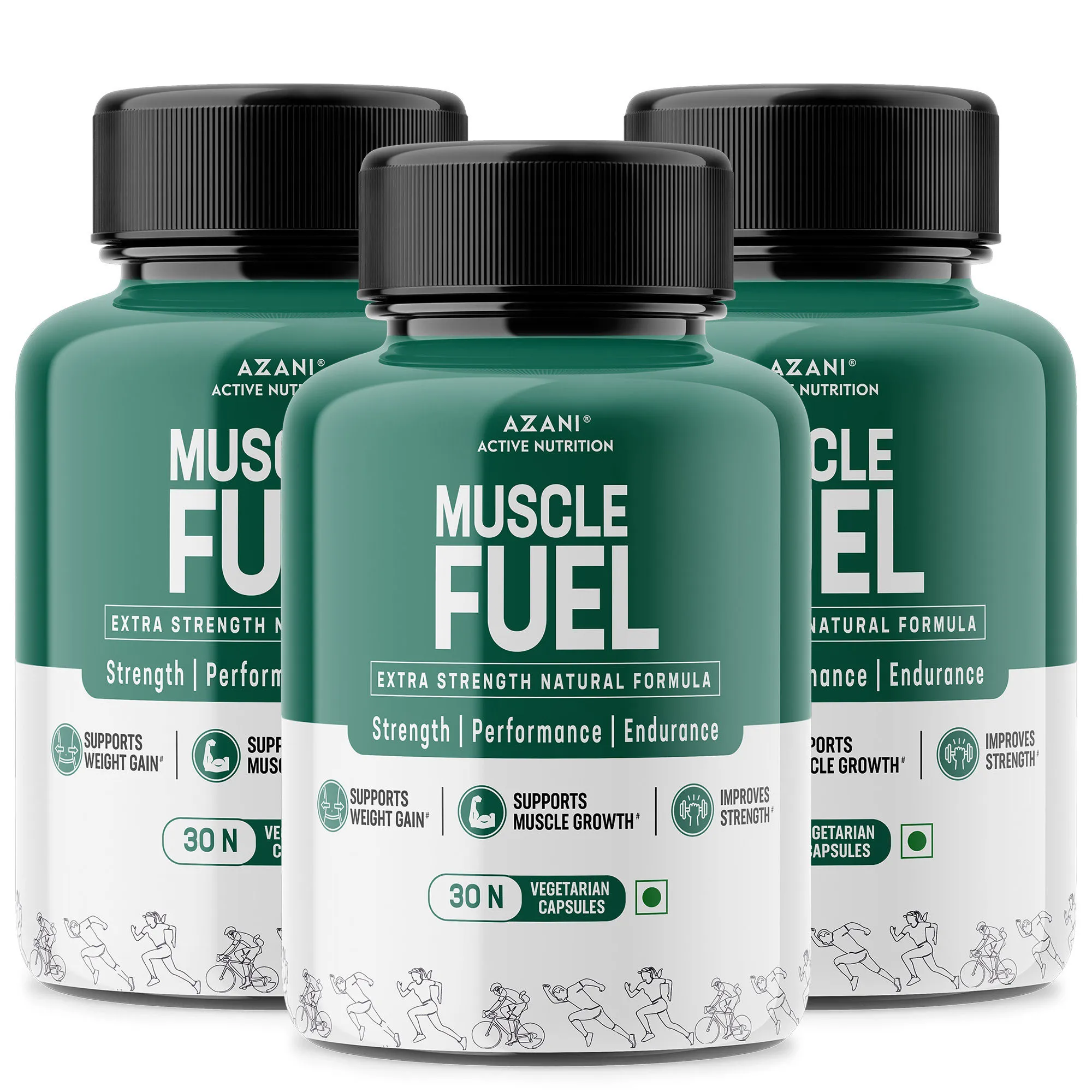 Azani Muscle Fuel - Muscle Building, Stamina, Strength Capsules - Pack Of 3