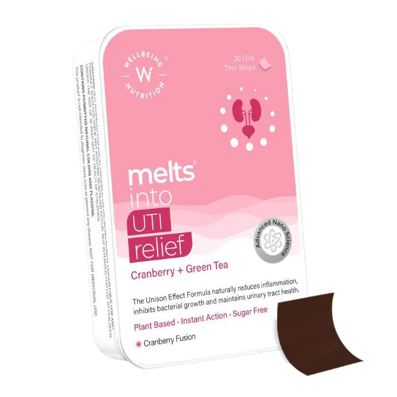 Wellbeing Nutrition Melts UTI Relief With Cranberry For UTI Cleanse, Bladder Health & Pain Relief