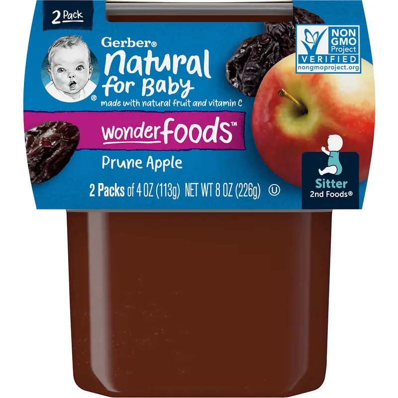 Natural For Baby, Wonder Foods, 2nd Foods, Prune Apple, 2 Pack, 4 oz (113 g) Each