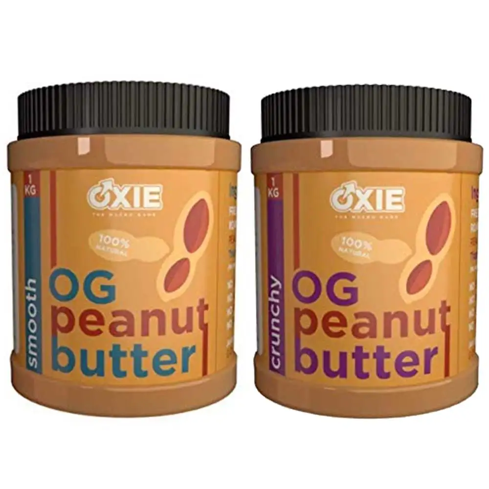 Oxie Nutrition Peanut Butter,  2 kg  Smooth & Crunchy Combo