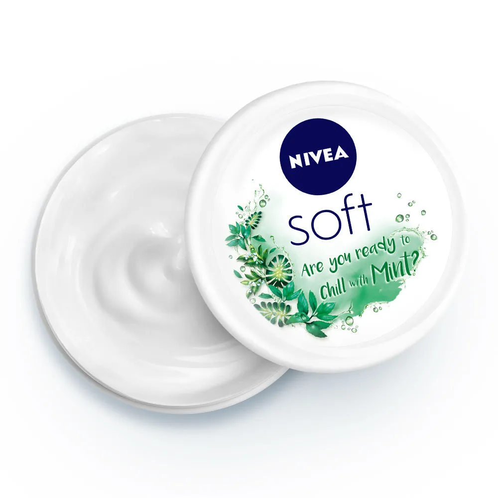 NIVEA Soft Light Moisturizing Cream Chilled Mint Fragrance With Vitamin E & Jojoba Oil