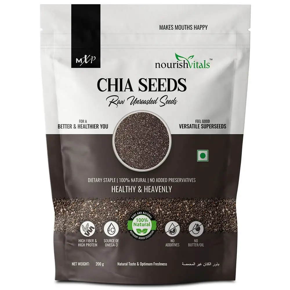 NourishVitals Chia Raw Unroasted Seeds,  200 g  Unflavoured