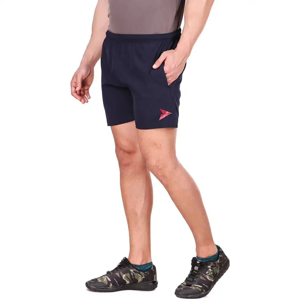 Fitinc N S Lycra Shorts with Both Side Safety Zippered Pockets,  Medium  Navy Blue