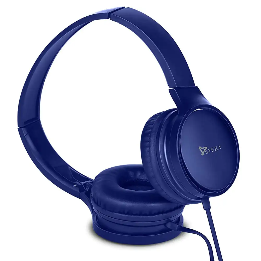 Syska HS500 Over-Ear Wired Headset,  Royal Blue