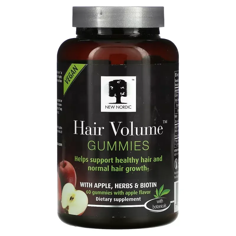 Hair Volume Gummies with Apple, Herbs & Biotin, 60 Gummies