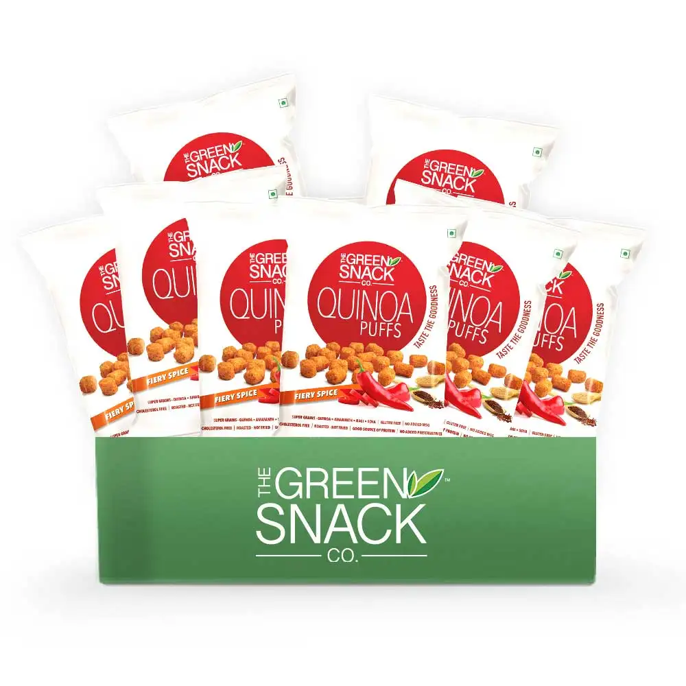 The Green Snack Co. Quinoa Puffs - Pack of 8,  Fiery Spice  50 g