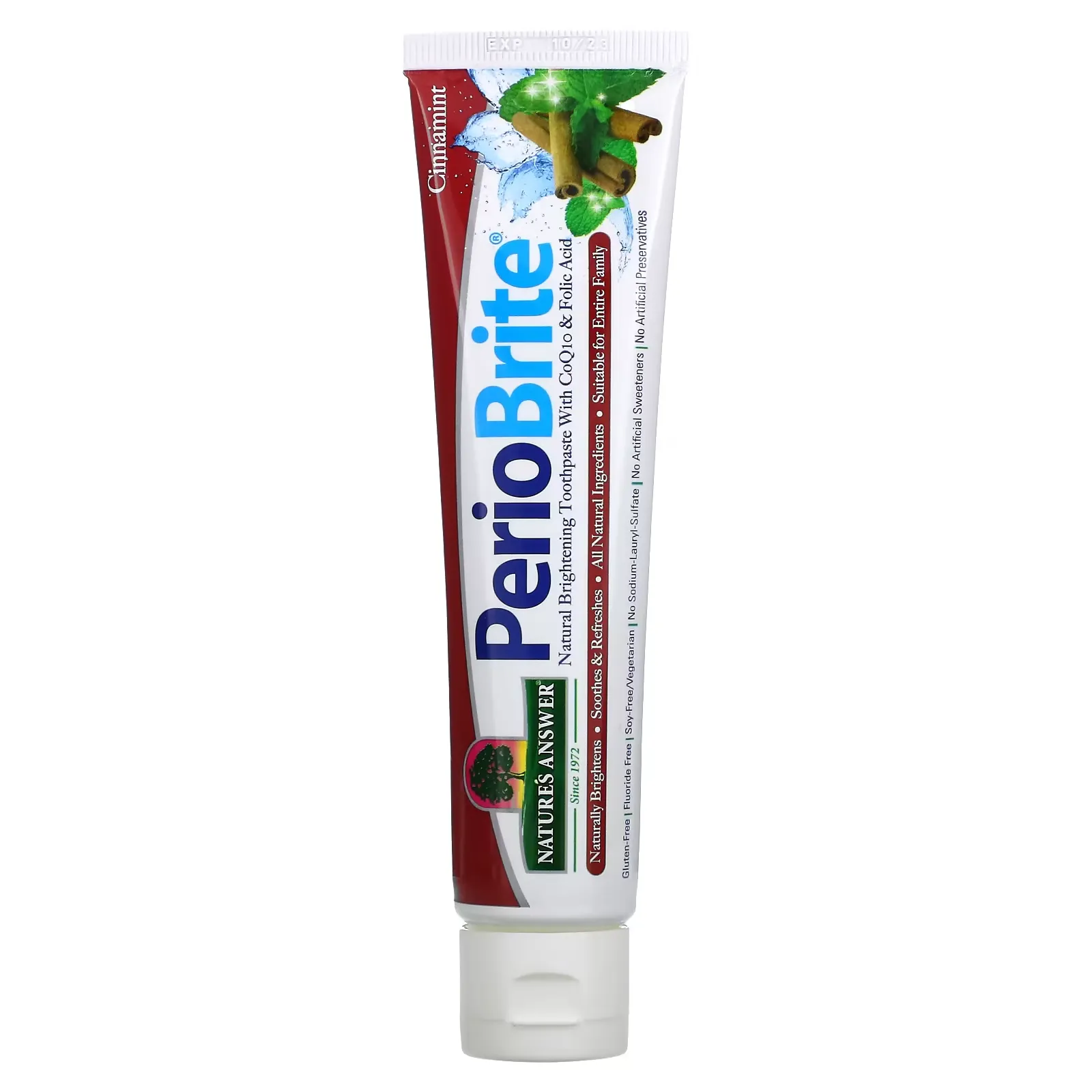 PerioBrite, Naturally Brightening Toothpaste with CoQ10 & Folic Acid, Cinnamint, 4 oz (113.4 g)