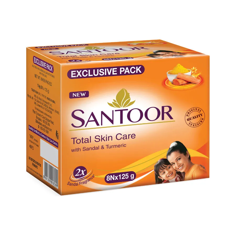 Santoor Sandal And Turmeric Soap - Pack Of 8