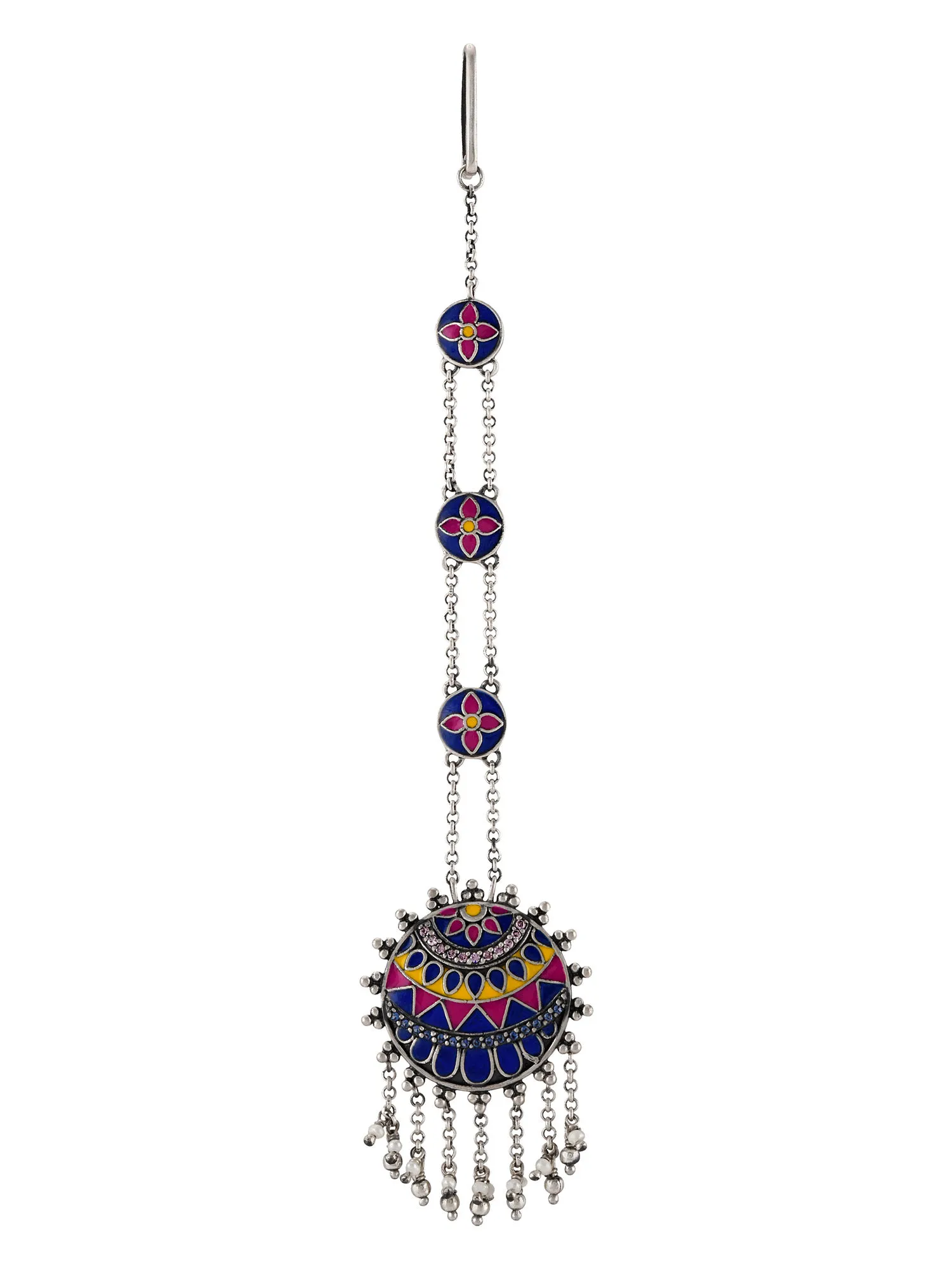 Tribe Amrapali Rangoli Rawa Enameled Tribal Pop Maangtikka